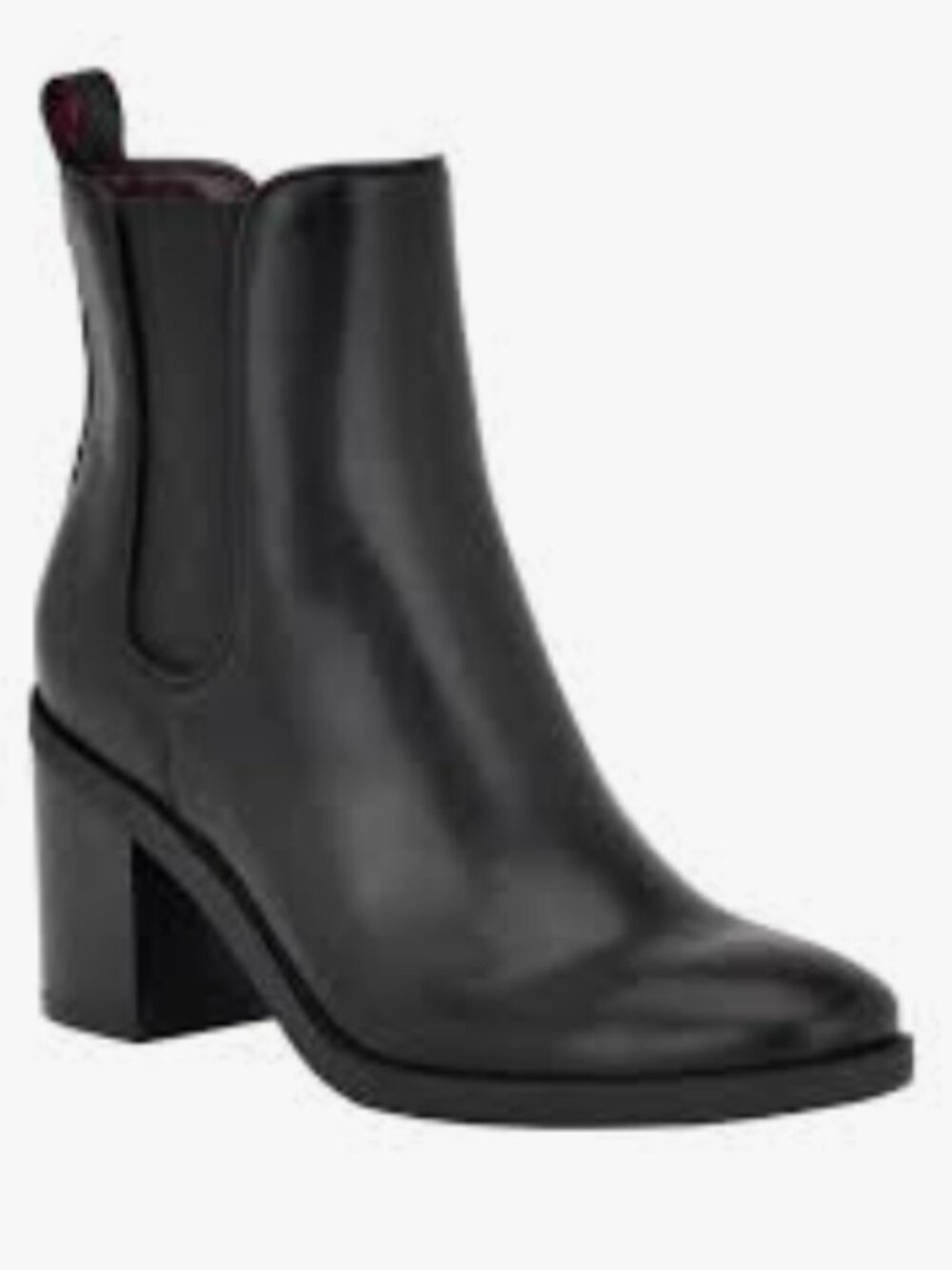 Tommy Hilfiger Womens Brae Mid Heel Pull On Chelsea Boots Black Size 7.5M